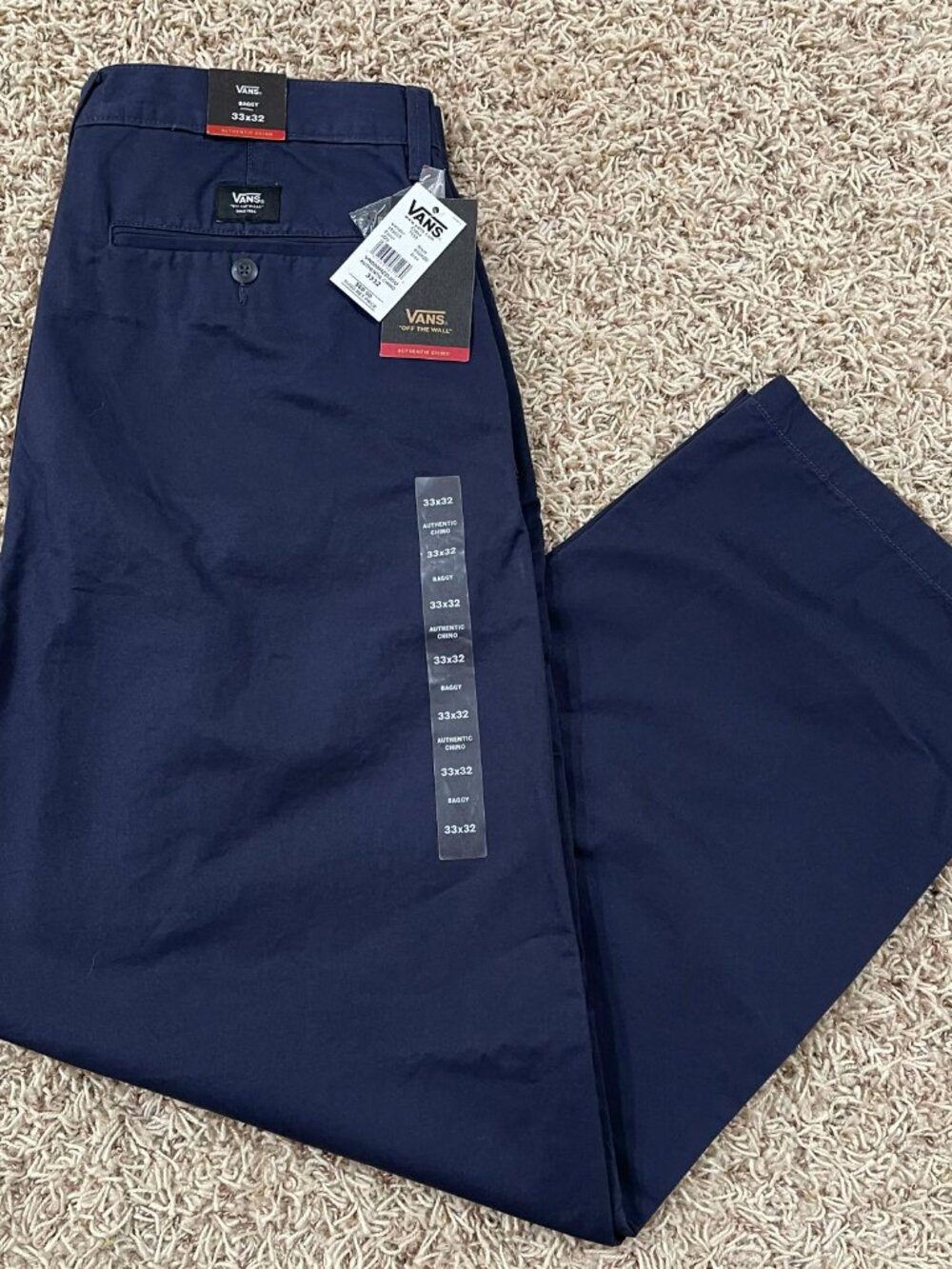 VANS Men's Authentic Chino Baggy Pants Navy, Size 33x32 (New)
